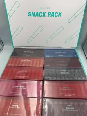 NEW Boutiq Pre-Rolls Snack Pack delivers premium flower, expertly rolled joints, rich flavors, smooth burns, and convenient on-the-go cannabis enjoyment.