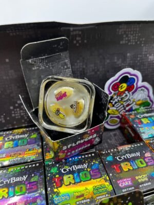 Three micro diamonds of molten fury—Crybaby Trios Wax 3.5G ignites mind, crushes body, and screams full-spectrum terpene chaos in every hit.