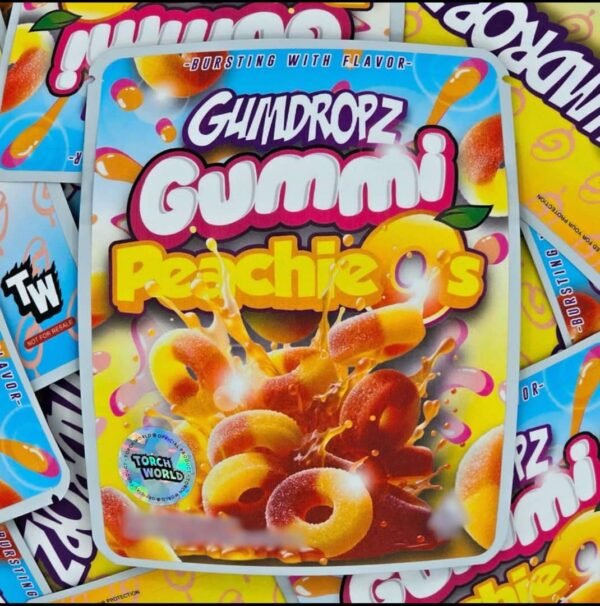 Gummi Peachie O’s deliver a sweet, tangy peach flavor with chewy texture, vibrant aroma, uplifting effects, smooth onset, and a satisfying finish.