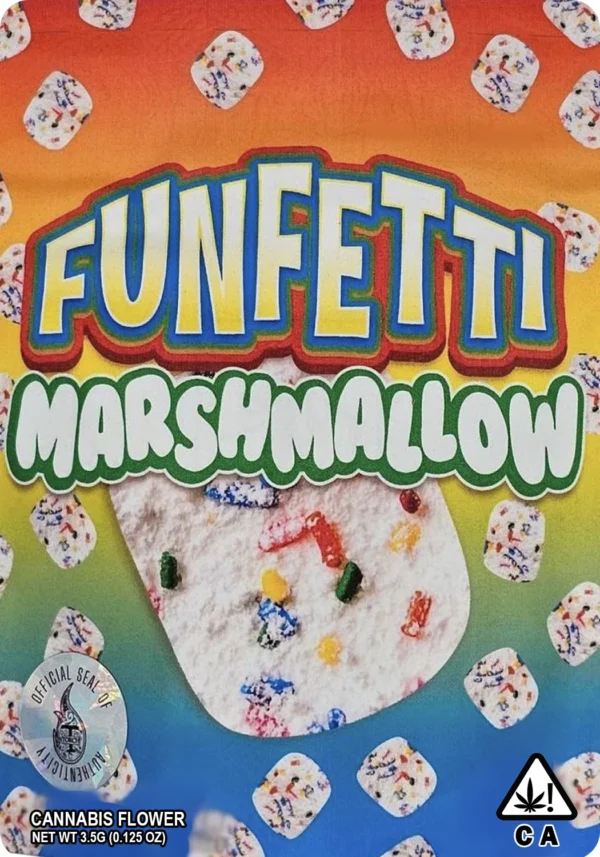 Funfetti Marshmallow is an indica-dominant hybrid cannabis strain (60% indica / 40% sativa) resulting from the cross of Cherry Pie and a select phenotype