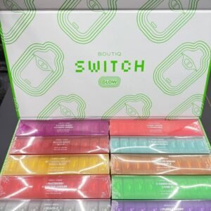 Sleek, durable metal design with dual-flavor switch, glowing LED tip, and rechargeable battery—BUY BOUTIQ SWITCH GLOW V4 DISPOSABLE VAPE ONLINE