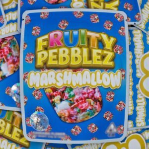 Fruity Pebblez Marshmallow is an indica-dominant hybrid cannabis strain (55% indica / 45% sativa) resulting from the cross of Green Ribbon,