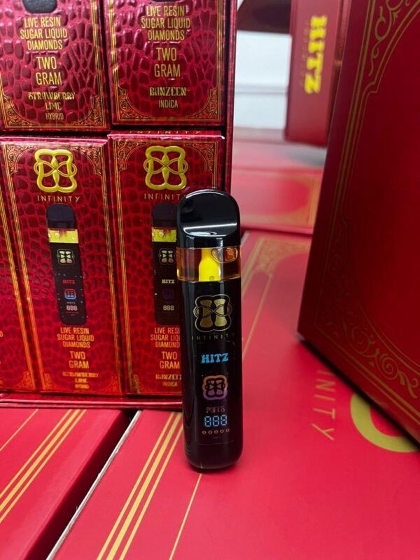 BUY HITZ 2G DISPOSABLE INFINITY EDITION —liquid-diamond potency, ceramic-coil fury, and a 360° Infinity Screen lighting your descent into immersive,