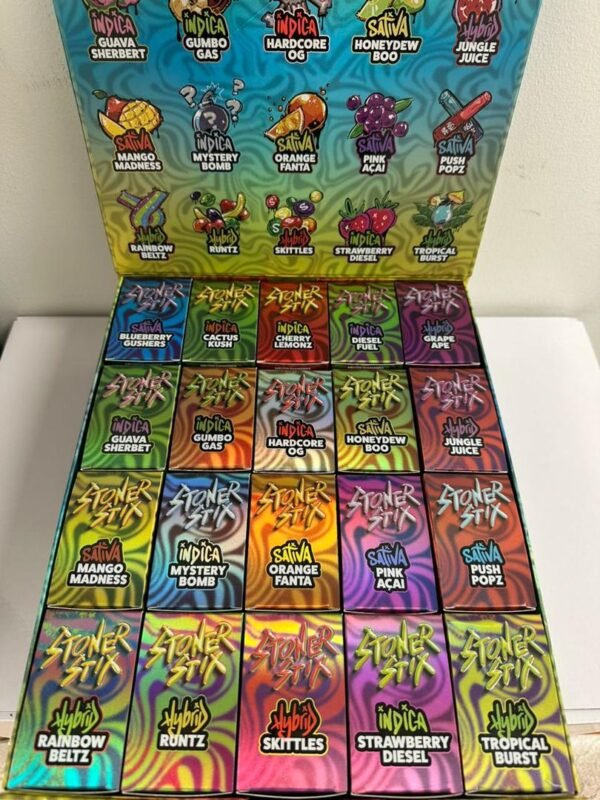 Enjoy Stoner Stix 2G Disposable – a sleek, rechargeable vape with 2 grams of premium distillate, bold flavors, smooth hits, and long-lasting satisfaction.