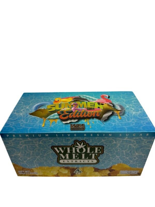 WHOLE MELT EXTRACTS SUMMER EDITION WAX – 1OZ is a molten monster of pure cannabis power, forged to dominate the season with flavor, fire, and fury.