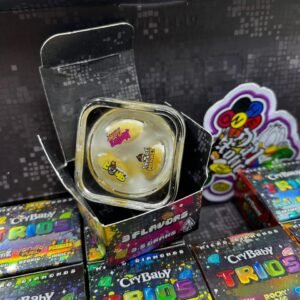 Three micro diamonds of molten fury—Crybaby Trios Wax 3.5G ignites mind, crushes body, and screams full-spectrum terpene chaos in every hit.