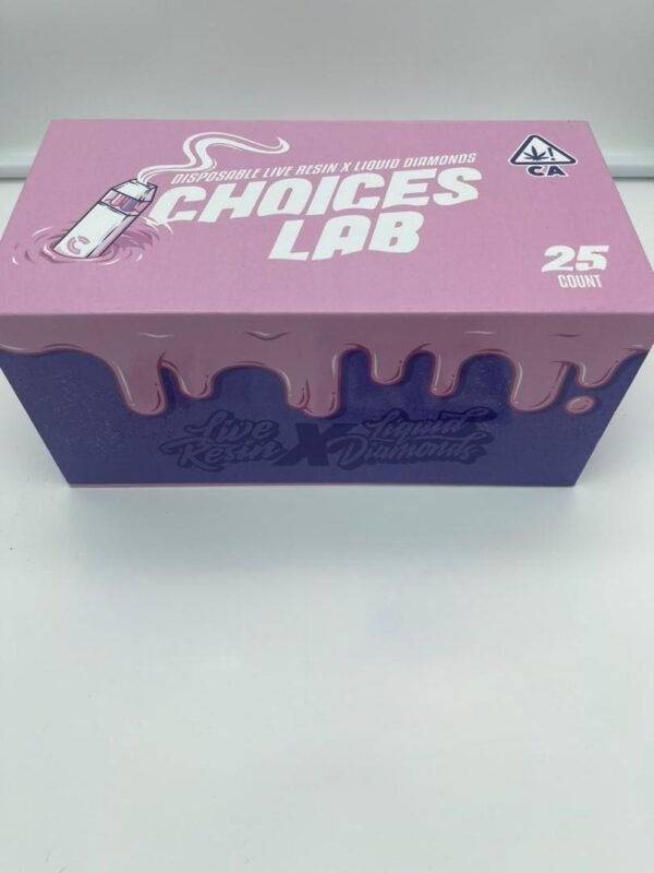 Choices Lab 1G Live Resin x Liquid Diamonds Disposable, a potent vape blending rich strain-specific terpenes with pure THC for smooth, powerful hits.