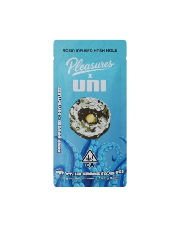 Pleasures Hash Holes Uni Extracts Collab – 2 Strains of premium flower and rosin for smooth, flavorful, and powerful sessions.
