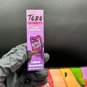 Toro Disposable 2G Liquid Diamond delivers pure potency, bold terpene flavor, and smooth clouds. A premium 2G vape for long-lasting, high-quality sessions.