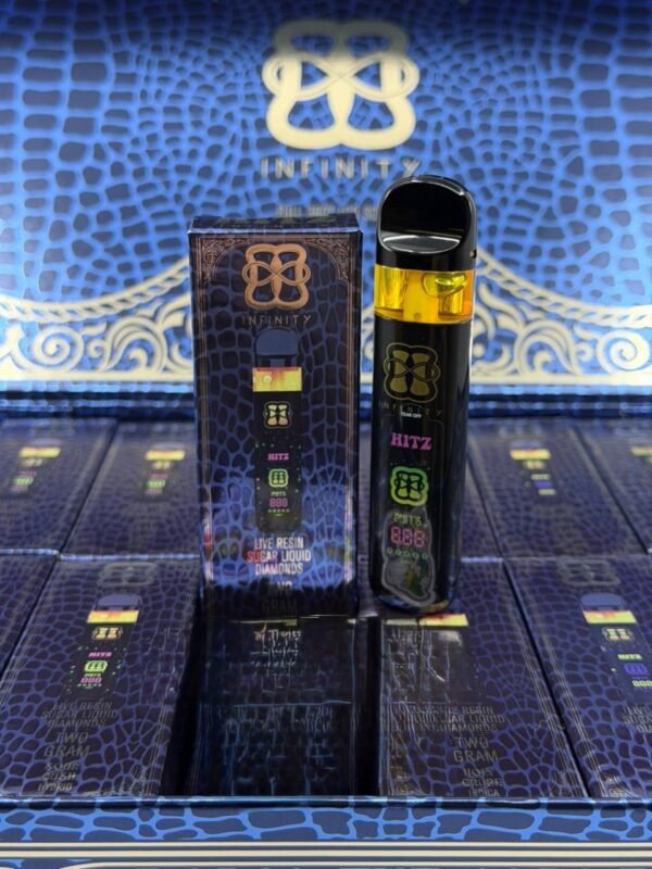 Experience the power of the Hitz Infinity Blue Label 2G Disposable. Premium oil, smooth vapor, and sleek design for a rich, long-lasting vape.
